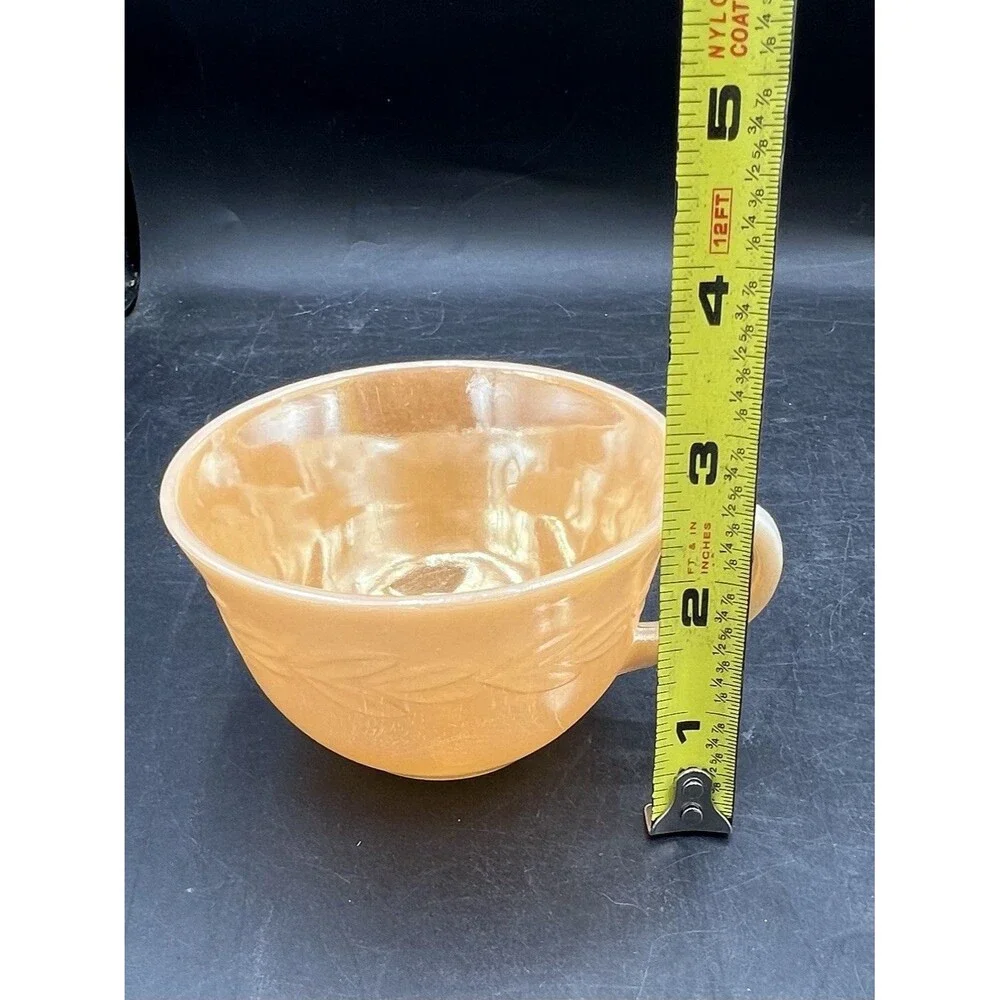Vintage Fire King Peach Lustre Laurel Leaf 2 Cups 2 Saucers Anchor Hocking